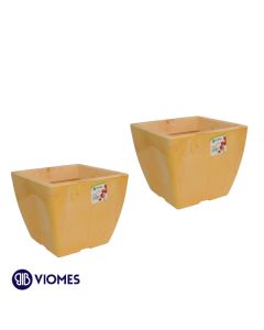 Lot de 2 Pots Square linéa natura 15x15x12.5 cm VIOMES-Jaune