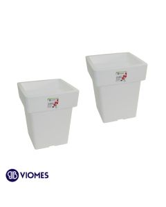 Lot de 2 Pots Linéa carré 15x15x18 cm VIOMES-Blanc