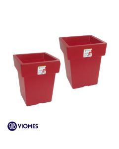 Lot de 2 Pots Linéa carré 21x21x26 cm VIOMES-Rouge bordeaux
