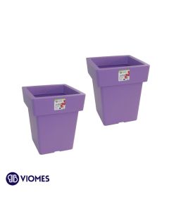 Lot de 2 Pots Linéa carré 15x15x18 cm VIOMES-Violet clair