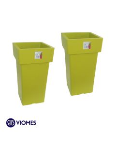 Lot de 2 Pots Linéa carré haut 15x15x27 cm VIOMES-Vert clair