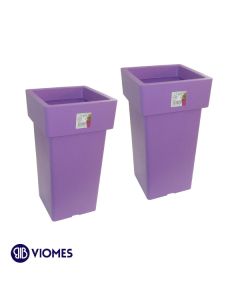 Lot de 2 Pots Linéa carré haut 15x15x27 cm VIOMES-Violet clair