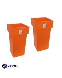 Lot de 2 Pots Linéa carré haut 15x15x27 cm VIOMES-Orange