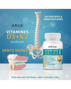 Bioherbs Vitamines D3+K2 - Boîte de 30 Comprimés