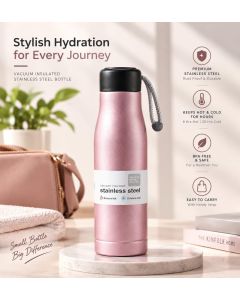 Thermos Isotherme - en Acier Inoxydable - 550 ml - rose