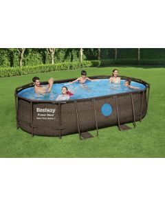 Piscine Hors Sol Bestway Power Steel Rectangulaire 549 x 274 x 122 cm + Filtration à Cartouche + Échelle + Bâche
