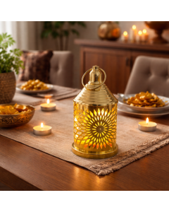 Lanterne décorative Ramadan - LED - Dorée 