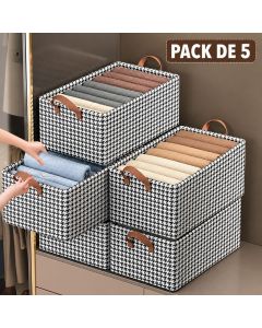 Pack 5 Paniers Rangement Pliables N&B - Prix... | Arkan.tn