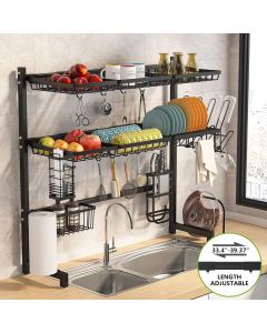 Égouttoir à vaisselle à 3 niveaux en acier inoxydable pour cuisine,