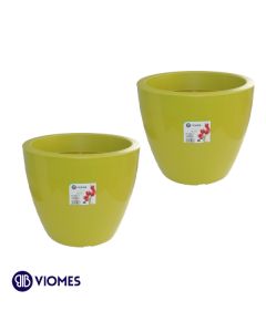 Lot de 2 Pots linéa gloss D20xh17cm VIOMES-Vert clair