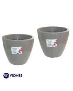 Lot de 2 Pots linéa gloss D20xh17cm VIOMES-Gris Charbon
