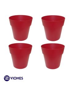 Lot de 4 Pots Linéa sans anneau D20xh18.5cm VIOMES-Rouge bordeaux