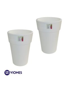 Lot de 2 Pots Linéa haut blanc D16xh22cm VIOMES-Blanc