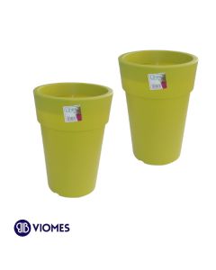 Lot de 2 Pots Linéa haut blanc D16xh22cm VIOMES-Vert clair