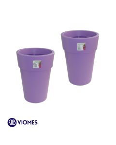 Lot de 2 Pots Linéa haut blanc D16xh22cm VIOMES-Violet clair