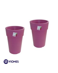 Lot de 2 Pots Linéa haut blanc D16xh22cm VIOMES-Violet