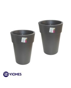Lot de 2 Pots Linéa haut blanc D16xh22cm VIOMES-Gris Charbon