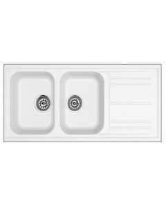Évier de Cuisine LAVELLO 2 Bacs - APTN116GW - 210x1160x500 mm - Blanc 