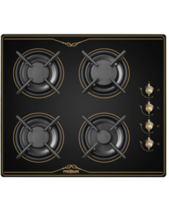 PLAQUE A GAZ RUST VERRE NOIR 4 FEUX 60 CM AVEC SECURITE PREMIUM