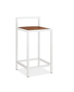 Tabouret de Bar -Bois MDF et Acier- Blanc - HxLxP(85x35x35)cm
