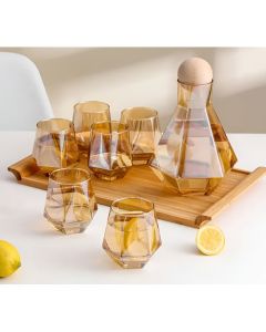Carafe à Eau avec Boule en Bois - 7 Pièces