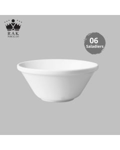 Lot de 06 Saladiers Empilable Ø 21 cm - Blanc - Porcelaine - RAK PORCELAINE