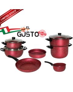 batterie de cuisine 10 pièces EL GUSTO BY COOK'ART - Rouge Tunisie