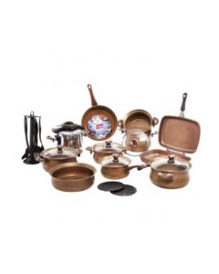 Batterie de cuisine OMS 24 pièces – Revêtement granite – bronze