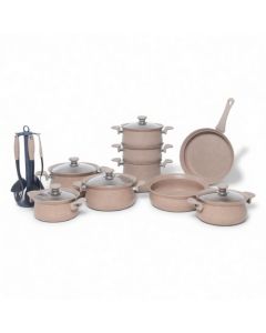 Batterie de cuisine OMS collection 19 pièces – granite – Beige