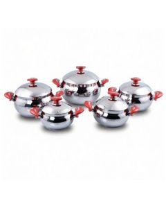 Batterie de cuisine inox OMS – 10 pièces – Rouge