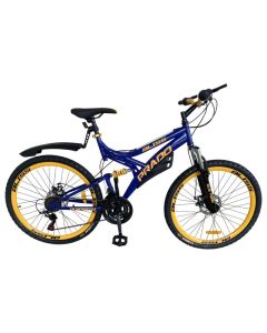 Bicyclette VTT PRADO Bliss Double Jante 18 Vitesse 26'' - Bleu Jaune