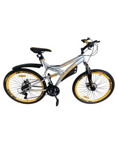 Bicyclette VTT PRADO Bliss Double Jante 18 Vitesse 26'' - Gris Jaune