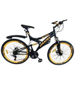 Bicyclette VTT PRADO Bliss Double Jante 18 Vitesse 26'' - Noir Matt Jaune