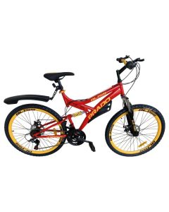 Bicyclette VTT PRADO Bliss Double Jante 18 Vitesse 26'' - Noir Rouge Jaune