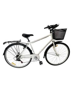 Bicyclette VTT RODEO 6 Vitesses 27'' Avec Panier - Blanc