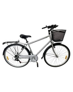 Bicyclette VTT RODEO 6 Vitesses 27'' Avec Panier - Silver