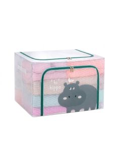 Boîte de rangement pliable 24 L - Hippopotame - Double fermeture