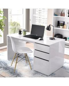 Bureau brillant - MDF - 120x55x75 cm - blanc