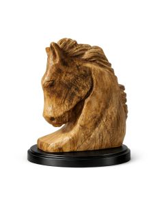 Bustier cheval sculpté - Bois chêne - Socle noir