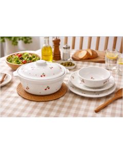 Service à Table cerise – Céramique – 20 Pièces