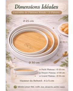Ensemble élégant de 3 plateaux ronds