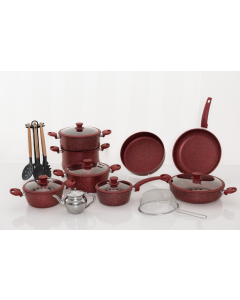 Batterie Granite ALMAZ - 22 Pièces - Rouge bordeaux