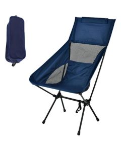Chaise basse de camping - Pliante et compacte - Noir/Bleu