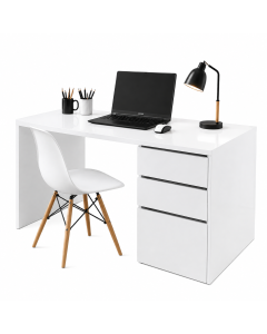 Bureau brillant - MDF - 120x55x75 cm - blanc