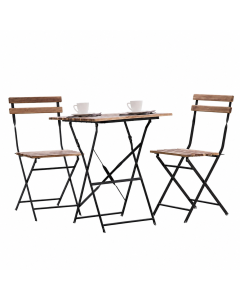 ENSEMBLE Valetta acier et bois: 2 CHAISES + 1 TABLE 60/60CM