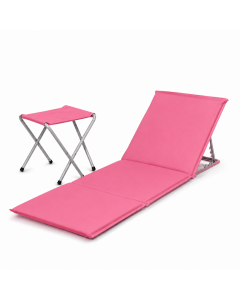 Matelas pliable avec support + tabouret - Rose