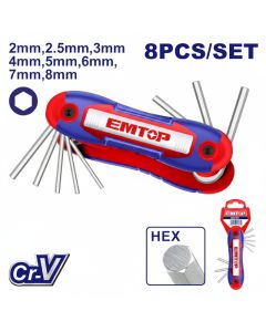 Clés hexa à bille EMTOP EHKY4082 - 8 pcs