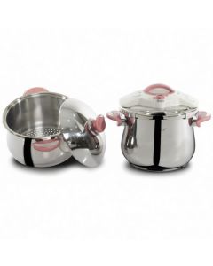 Cocotte OMS avec Couscoussier – 7L – Inox 18/10 – Rose
