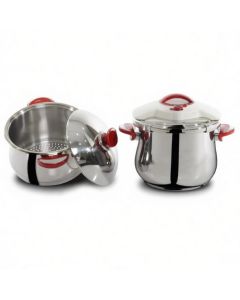 Cocotte OMS avec Couscoussier – 7L – Inox 18/10 – Rouge
