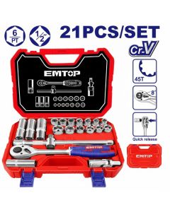 Coffret douilles EMTOP ESKT12211 - 21 pcs 